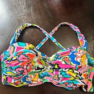 Bleu Rod Beattie Shirred Bandeau Bikini Top, Size 38D